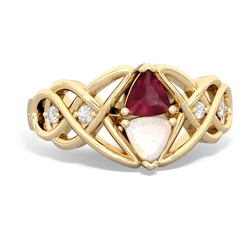 Ruby Keepsake Celtic Knot 14K Yellow Gold ring R5300