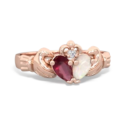 Ruby 'Our Heart' Claddagh 14K Rose Gold ring R2388