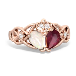 Ruby 'One Heart' Celtic Knot Claddagh 14K Rose Gold ring R5322