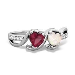 Ruby Side By Side 14K White Gold ring R3090