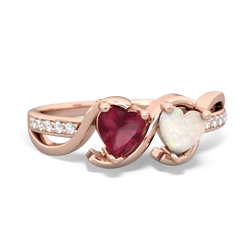 Ruby Side By Side 14K Rose Gold ring R3090