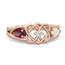 Ruby Hearts Intertwined 14K Rose Gold ring R5880