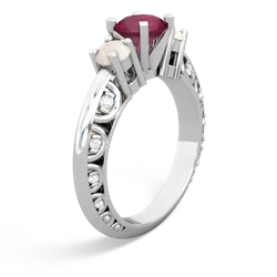 Ruby Art Deco Eternal Embrace Engagement 14K White Gold ring C2003