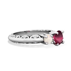 Ruby Art Deco Eternal Embrace Engagement 14K White Gold ring C2003