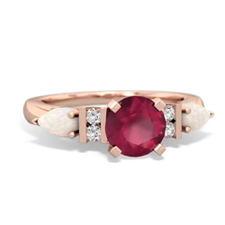 Ruby 6Mm Round Eternal Embrace Engagement 14K Rose Gold ring R2005