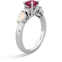Ruby 6Mm Round Eternal Embrace Engagement 14K White Gold ring R2005
