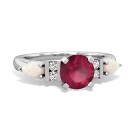 Ruby 6Mm Round Eternal Embrace Engagement 14K White Gold ring R2005