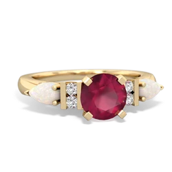 Ruby 6Mm Round Eternal Embrace Engagement 14K Yellow Gold ring R2005