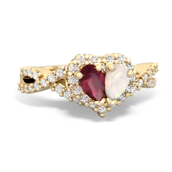 Ruby Diamond Twist 'One Heart' 14K Yellow Gold ring R2640HRT