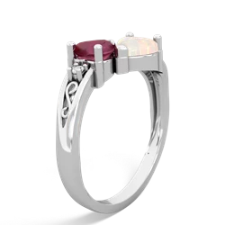 Ruby Snuggling Hearts 14K White Gold ring R2178