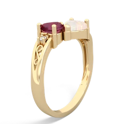 Ruby Snuggling Hearts 14K Yellow Gold ring R2178