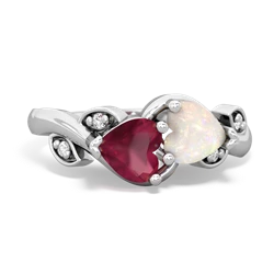 Ruby Floral Elegance 14K White Gold ring R5790