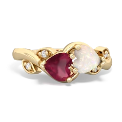 Ruby Floral Elegance 14K Yellow Gold ring R5790