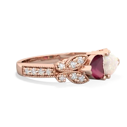 Ruby Diamond Butterflies 14K Rose Gold ring R5601