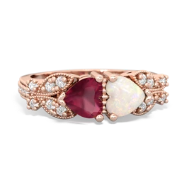 Ruby Diamond Butterflies 14K Rose Gold ring R5601