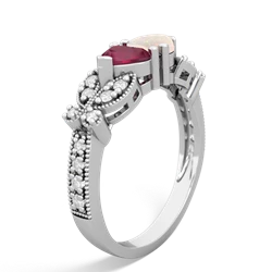 Ruby Diamond Butterflies 14K White Gold ring R5601