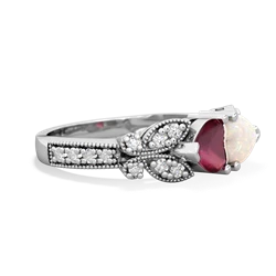 Ruby Diamond Butterflies 14K White Gold ring R5601