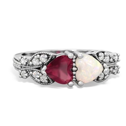 Ruby Diamond Butterflies 14K White Gold ring R5601