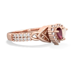 Ruby Celtic Knot Two Hearts As One 14K Rose Gold ring R2644HRT