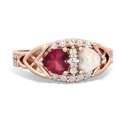 Ruby Sparkling Celtic Knot 14K Rose Gold ring R2645