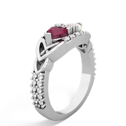 Ruby Sparkling Celtic Knot 14K White Gold ring R2645