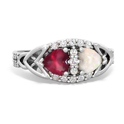 Ruby Sparkling Celtic Knot 14K White Gold ring R2645