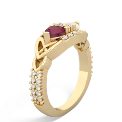 Ruby Sparkling Celtic Knot 14K Yellow Gold ring R2645