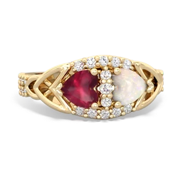 Ruby Sparkling Celtic Knot 14K Yellow Gold ring R2645