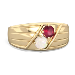 Ruby Men's Streamline 14K Yellow Gold ring R0460