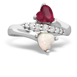 Ruby Heart To Heart 14K White Gold ring R2064