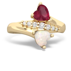 Ruby Heart To Heart 14K Yellow Gold ring R2064