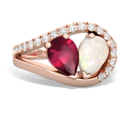 Ruby Nestled Heart Keepsake 14K Rose Gold ring R5650