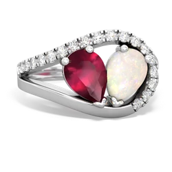 Ruby Nestled Heart Keepsake 14K White Gold ring R5650