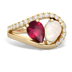 Ruby Nestled Heart Keepsake 14K Yellow Gold ring R5650