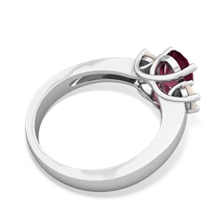 Ruby Three Stone Oval Trellis 14K White Gold ring R4024