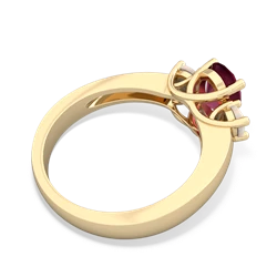 Ruby Three Stone Oval Trellis 14K Yellow Gold ring R4024