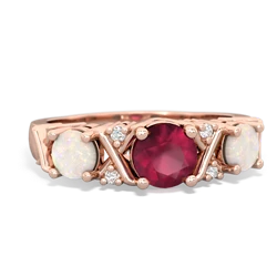 Ruby Hugs And Kisses 14K Rose Gold ring R5016