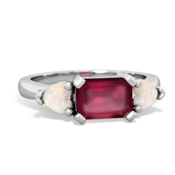 Ruby Three Stone 14K White Gold ring R5235