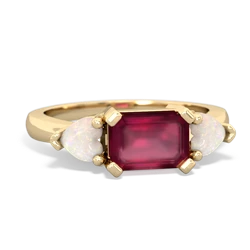 Ruby Three Stone 14K Yellow Gold ring R5235