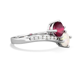 Ruby Channel Set Two Stone 14K White Gold ring R5303