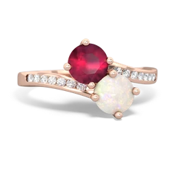 Ruby Channel Set Two Stone 14K Rose Gold ring R5303