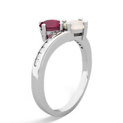 Ruby Channel Set Two Stone 14K White Gold ring R5303