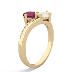 Ruby Channel Set Two Stone 14K Yellow Gold ring R5303