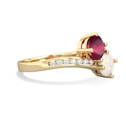 Ruby Channel Set Two Stone 14K Yellow Gold ring R5303