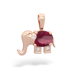 Ruby Elephant 14K Rose Gold pendant P2555