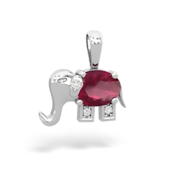 Ruby Elephant 14K White Gold pendant P2555