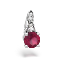 Ruby Antique Elegance 14K White Gold pendant P3100