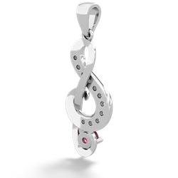 Ruby G-Clef Music 14K White Gold pendant P5830