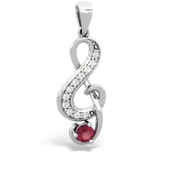 Ruby G-Clef Music 14K White Gold pendant P5830