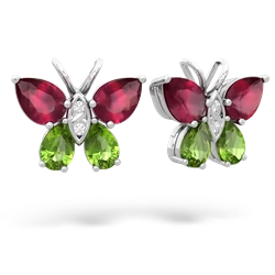 Ruby Butterfly 14K White Gold earrings E2215